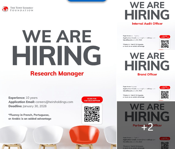 La Fondation Tony Elumelu recrute : 6 postes à pourvoir dès maintenant !